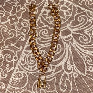 Missguided x playboy gold chunky chain lock necklace